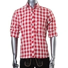 Tiroolse Trachten Blouse Rood Geblokt 2 Tiroolse Trachten Blouse Rood Geblokt - Afbeelding 2