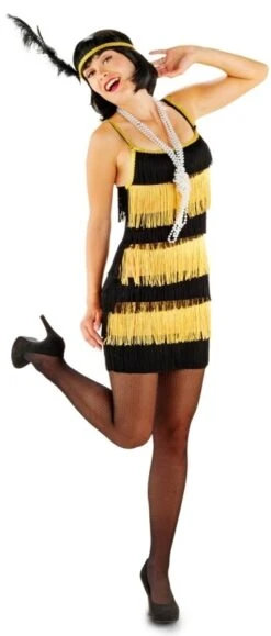 Flapper Jurkje Goud Zwart