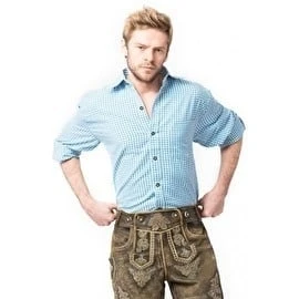 100% Katoenen Oktoberfest Overhemd Lichtblauw