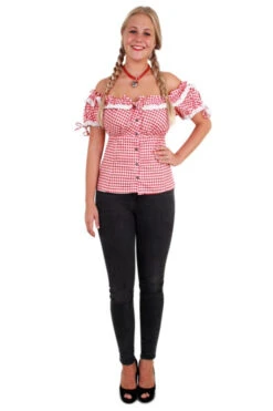 Tiroler Blouse Dames Rood Wit