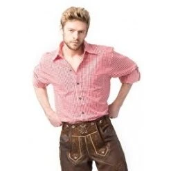 100% Katoenen Oktoberfest Overhemd Rood