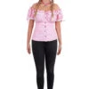 Tiroler Blouse Dames Roze Wit