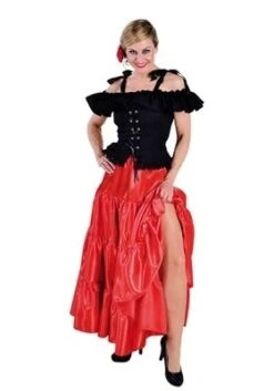 Rode Volangen Rok Lang