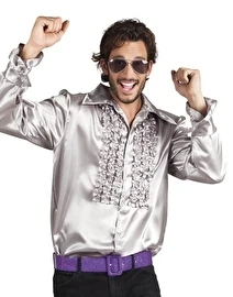 Disco Blouse Zilver Met Roezels