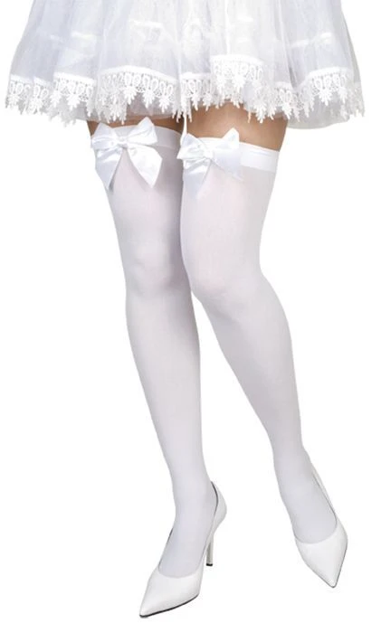 Pantykousen Wit Met Strik 1 Pantykousen Wit Met Strik