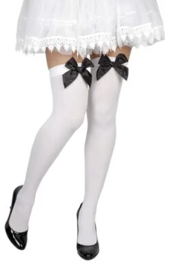 Pantykousen Wit Met Zwarte Strik