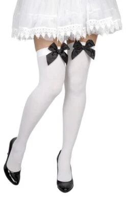 Pantykousen Wit Met Zwarte Strik