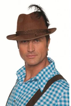 Tiroler Hoed Met 3 Koordjes + Veer